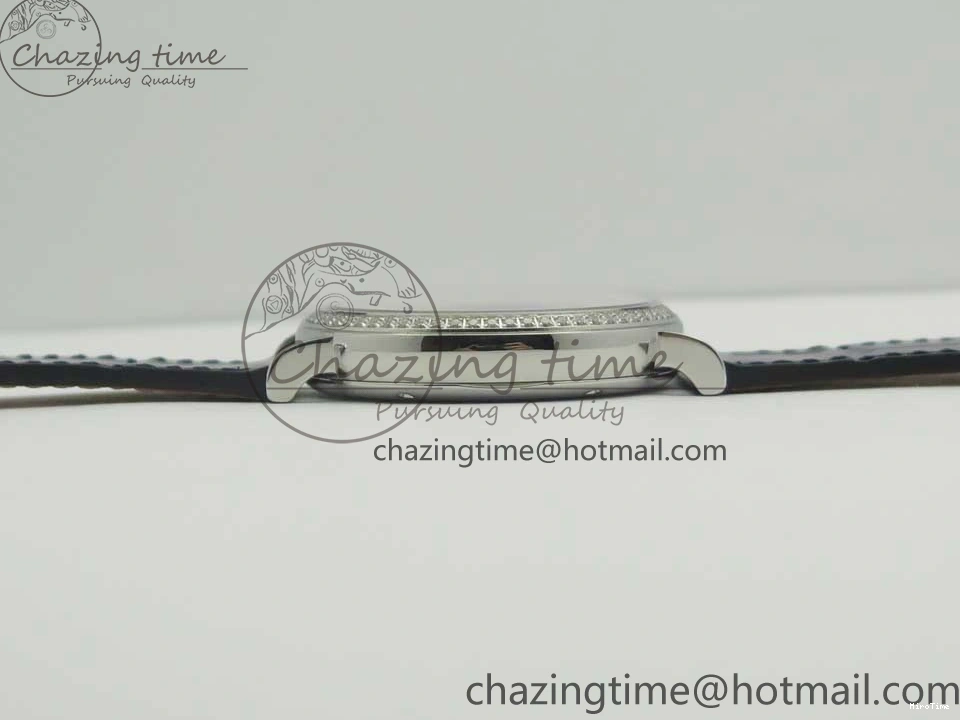 MIROTIME 1224 Fashionable Portofino IW458101 Diamond Bezel SS MK 1:1 Best Edition Blue Dial On Blue Leather Strap MIYOTA 7169